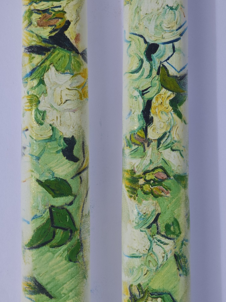 Set of  2 Taper Candles Van Gogh - Still Life: Vase with Pink Roses