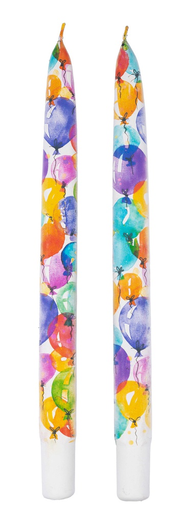 Colorful Birthday Balloons - Set of 2 Taper Candles