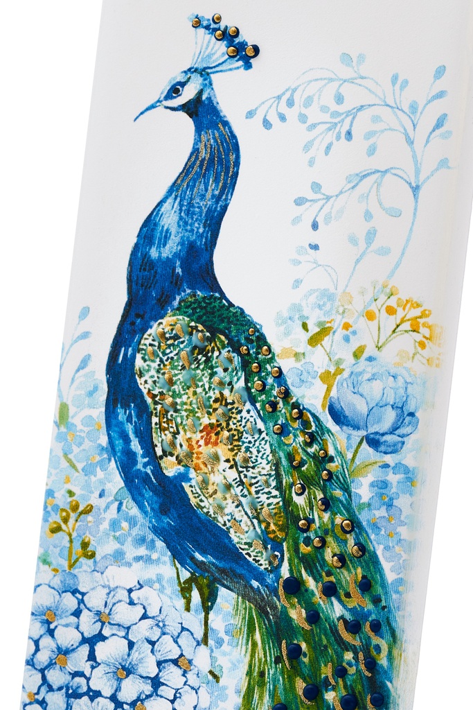 Realistic Peacock in Flowers