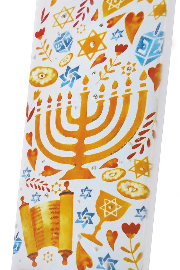 Hanukkah Menorah on Judaica Toss Print