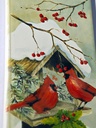 2 Wick Rectangle Candle Cardinals on Snowy Bird House