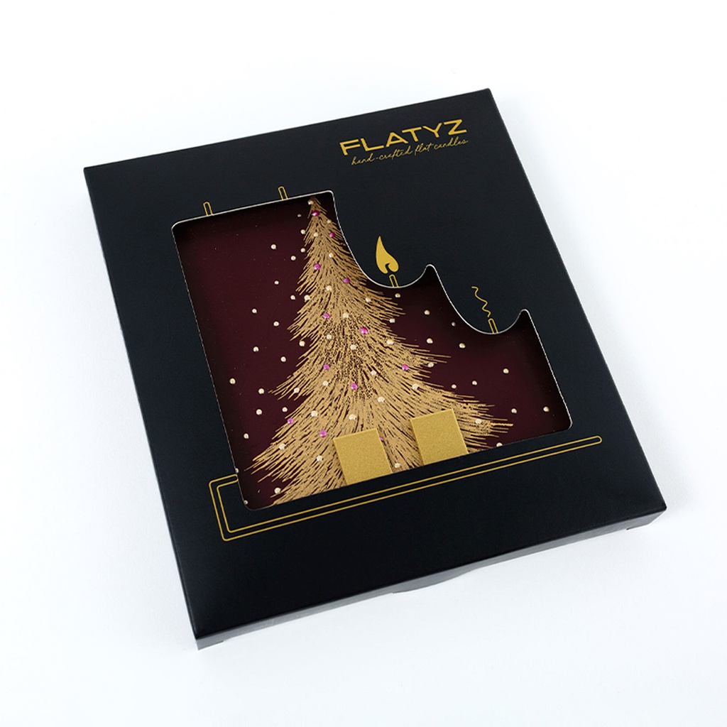 Gold Christmas Tree on Burgundy