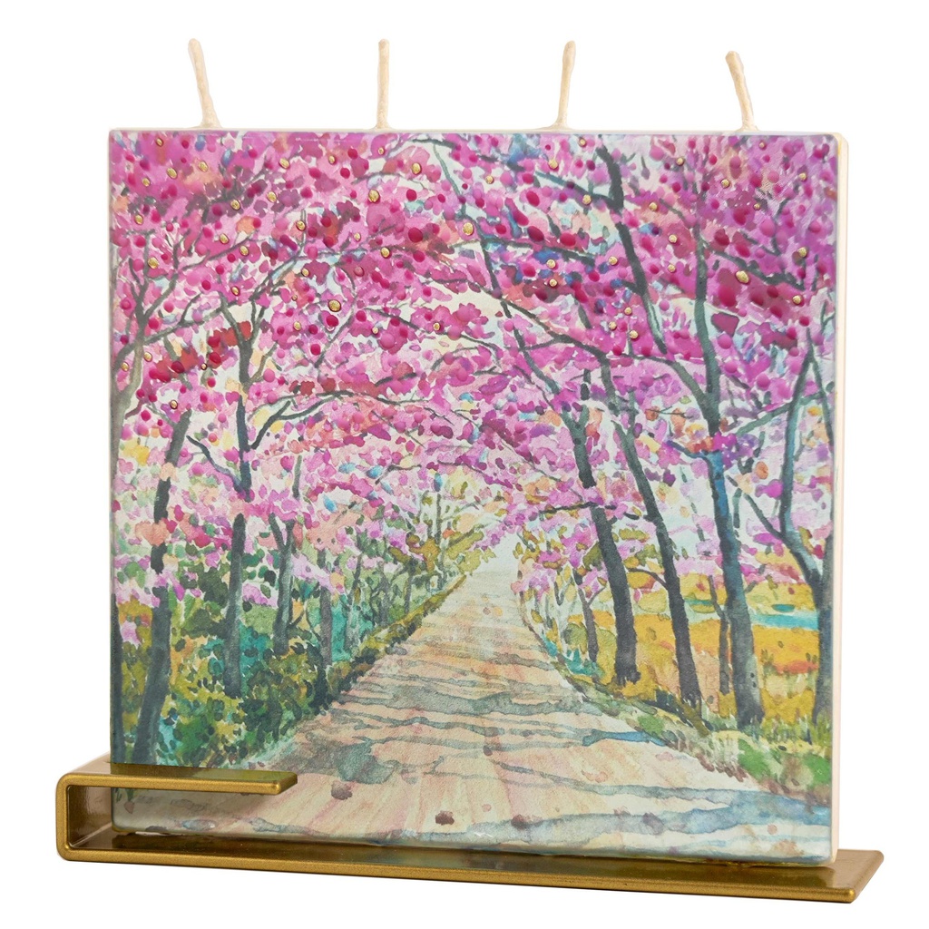 Square Pink Tree Blossoms Walkway