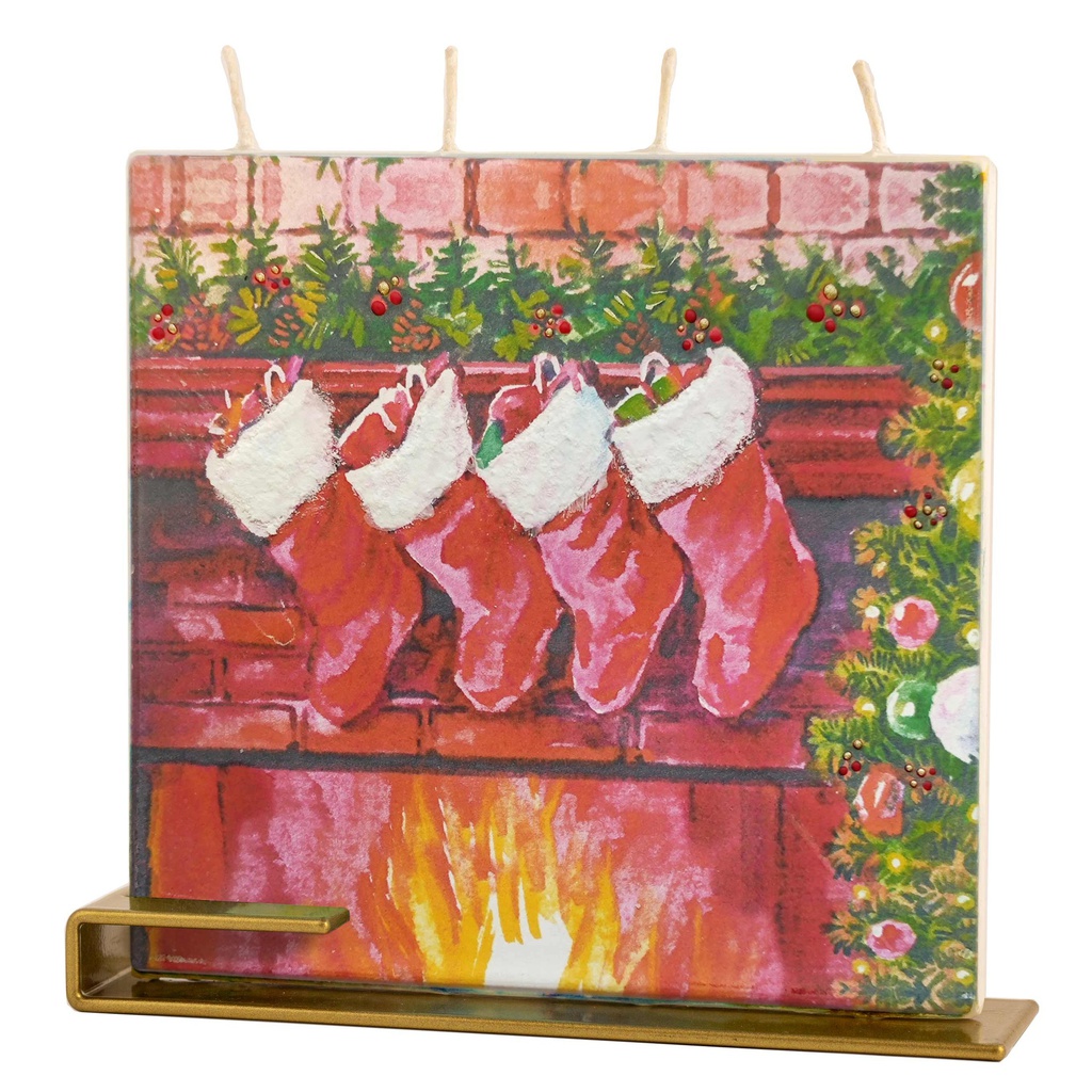 Square Stockings over Fireplace
