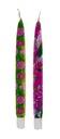 Pink and green abstract Flowers - Set of  2 Taper Candles