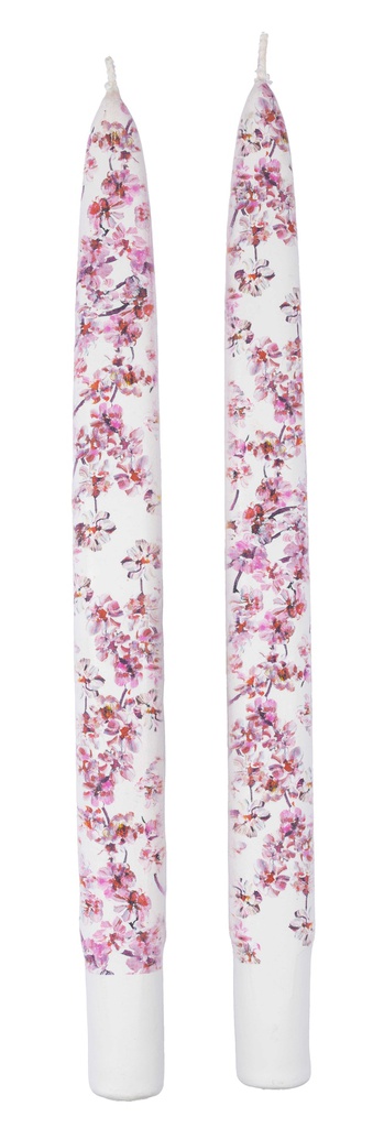 Pink Cherry Blossoms - Set of 2 Taper Candles